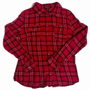 Red Plaid Long Sleeve Flannel Shirt